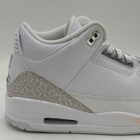 Nike Air Jordan 3 Retro White Metallic Silver Sneakers CT8532 111 Men Size 8.5